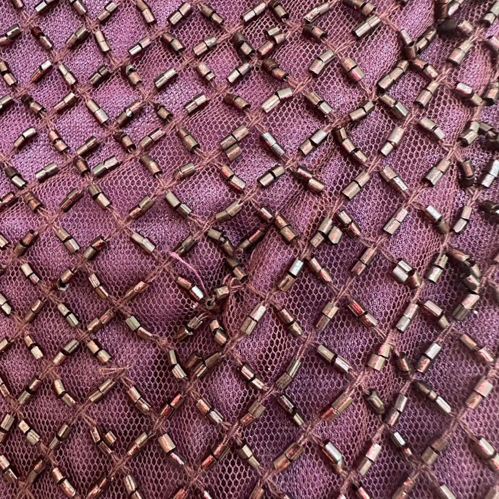 Mac Duggal Bugle Bead Long Sleeve Midi Dress – Eggplant Purple – Size 10 – NWOT - Picture 8 of 15